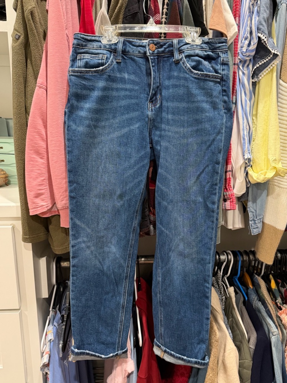 Mid-Blue Ankle Crop Women's Jeans by